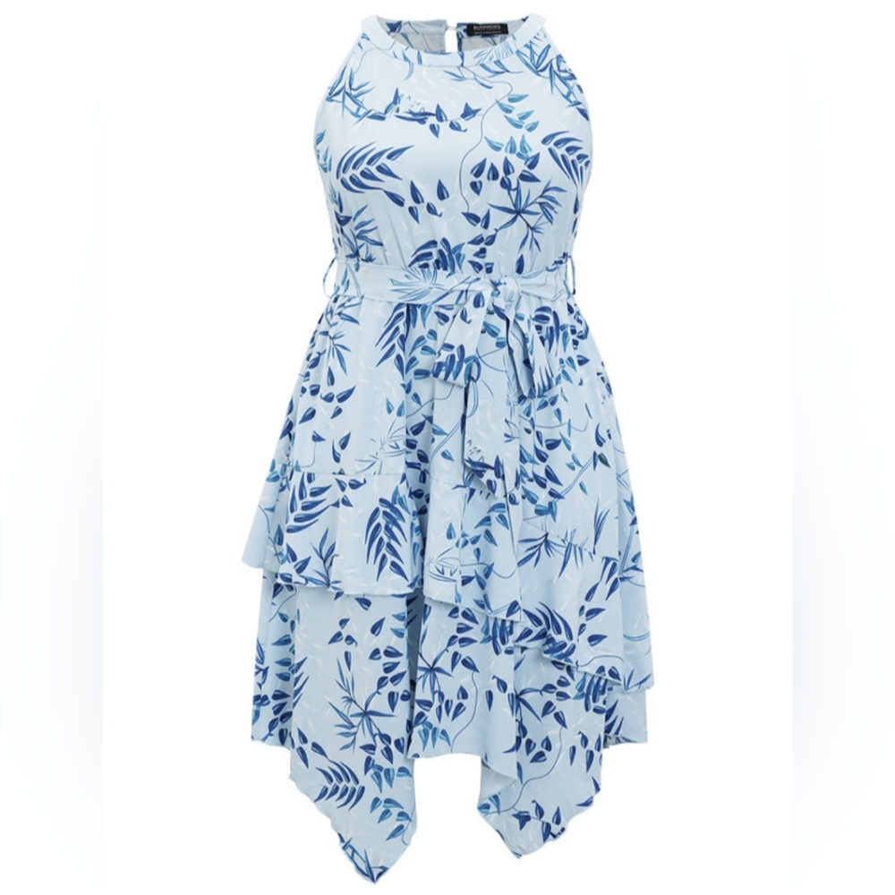 BloomChic Blue Shark Bite Hem Dress
